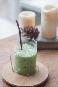 Close-up of drink served on table