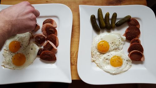 Close-up of breakfast served on table