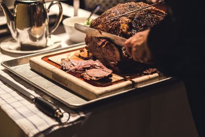 High angle view of food on table