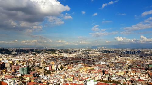 High angle view of cityscape against sky