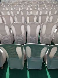 Close-up of empty seats at wedding