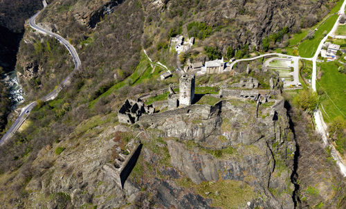 Aerial view of saint germain castle aosta valley italy