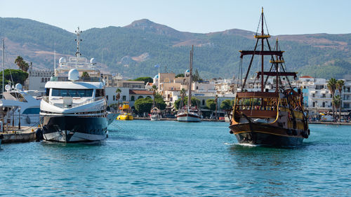 Boats and yachts in the harbor of kos town on the island kos greece