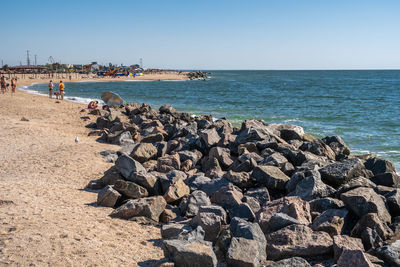 Scenic view of sea against clear sky