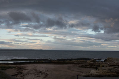 Scenic view of sea against sky at sunset