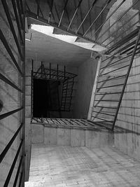 Directly above shot of spiral staircase of building