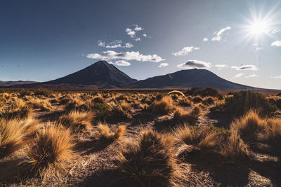 Scenic view of mountains against sky