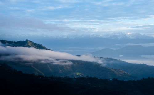 Scenic view of mountains against sky