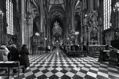 People walking in temple