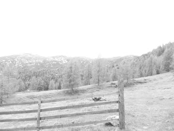 View of rural landscape against clear sky
