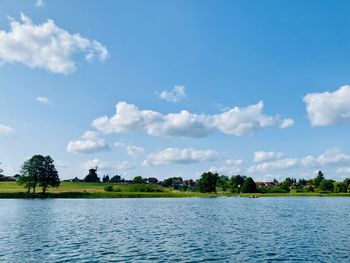 Scenic view of lake against sky