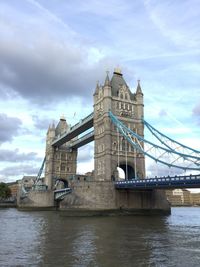 Low angle view of suspension bridge