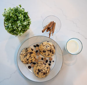 Directly above shot of food in plate on table