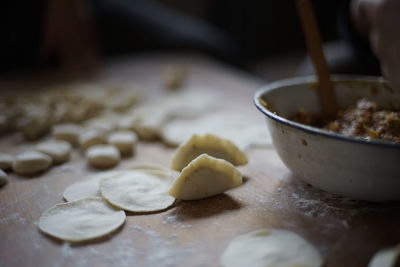 Close-up of food on table