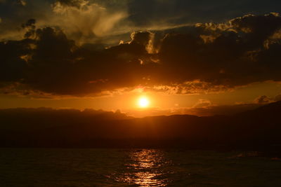 Scenic view of sea at sunset