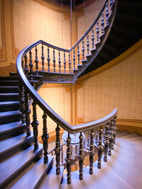 High angle view of spiral staircase in building