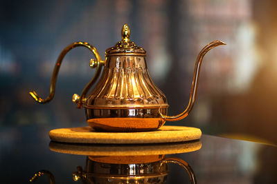 Close-up of kettle on table