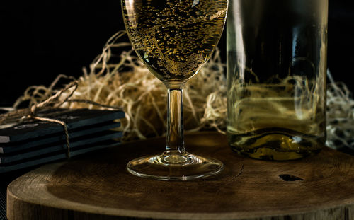 Close-up of wine glass on table