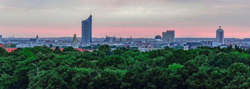 View of city at sunset