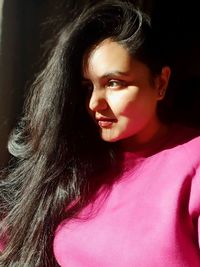 Close-up portrait of a beautiful young woman