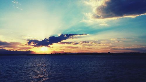 Scenic view of sunset over sea