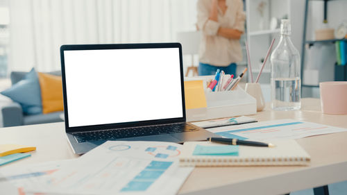 Close-up of laptop on table