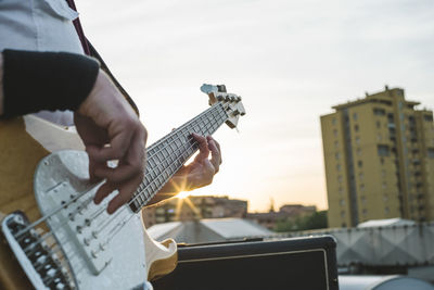 Bass player on stage at concert