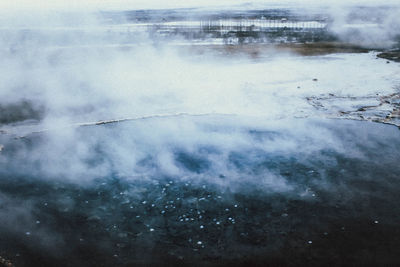 Close-up of snow against sky