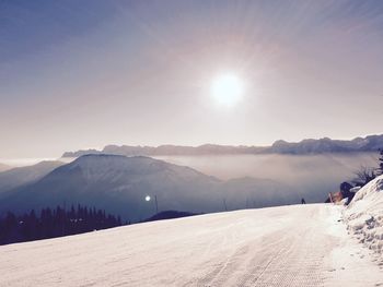 Snowcapped mountains against sky