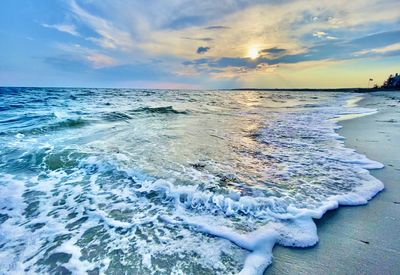 Sunset and waves at chatham, cape cod