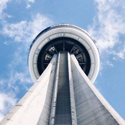 Exterior of cn tower against sky