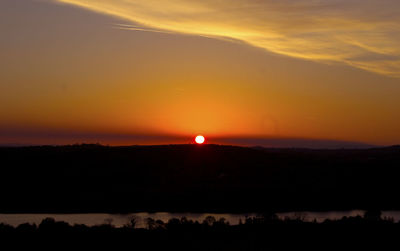 Scenic view of silhouette landscape against sky during sunset