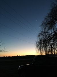 Trees against clear sky during sunset
