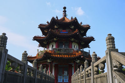 Low angle view of temple against sky