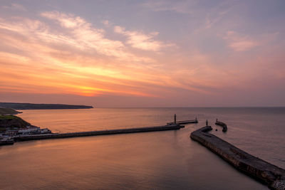 Scenic view of sea against sky during sunset