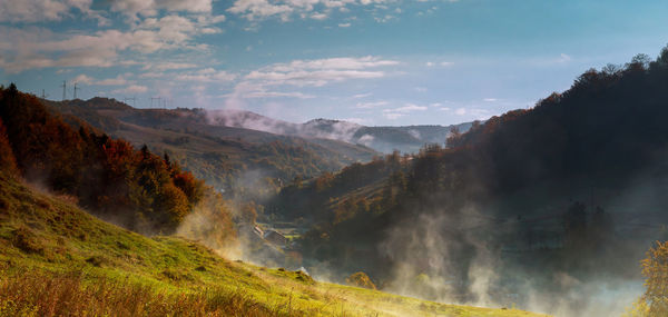 Panoramic view of mountains against sky