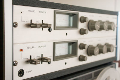 Close-up of audio equipment