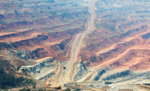 High angle view of dramatic landscape