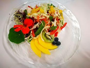 High angle view of vegetables in plate