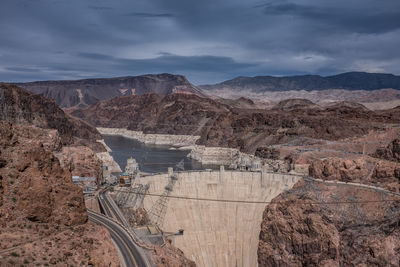 High angle view of hoover dam