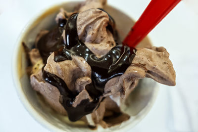 Close-up of ice cream in bowl