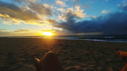 Scenic view of sea against sky during sunset