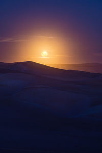 Scenic view of silhouette mountain against sky during sunset