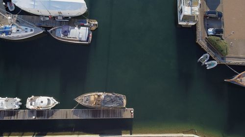 High angle view of boats