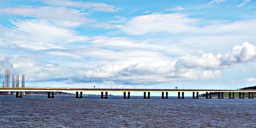 Bridge over sea against sky