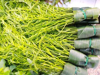 High angle view of vegetables for sale in market