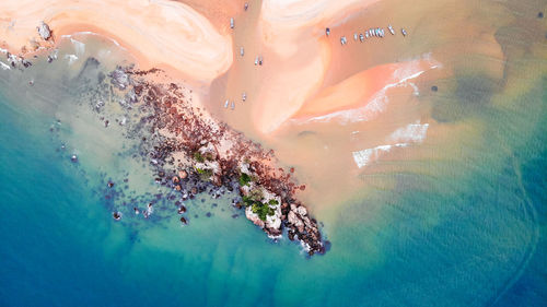 High angle view of people on beach