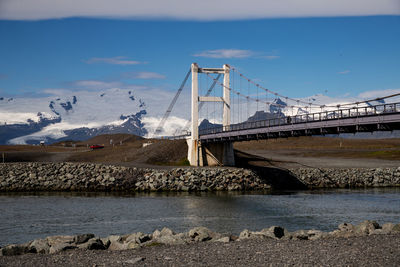 Bridge over river against sky