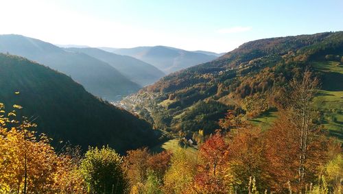 Scenic view of mountains against sky