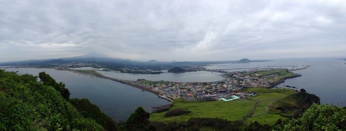 Scenic view of sea against cloudy sky